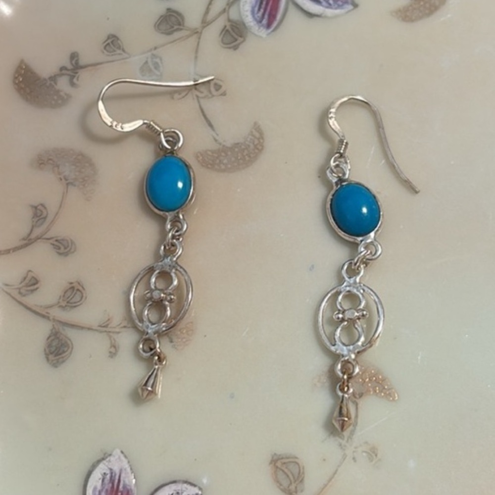 Unbranded 925 Sterling Silver Blue Dangle Drop Earrings Women’s Jewelry
